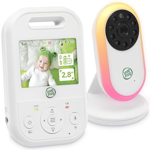 LeapFrog LF2423 Baby Monitor with 2.8” IPS LCD Screen,Up to 12-Hr Video Streaming, 1000ft Long Range, NightVision, Soothing Lullabies, NightLight, 2-Way Audio Talk,TemperatureSensor,SecureTransmission