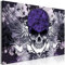 decomonkey Bilder Schädel 120x80 cm 1 Teilig Leinwandbilder Bild auf Leinwand Vlies Wandbild Kunstdruck Wanddeko Wand Wohnzimmer Wanddekoration Deko Modern Abstrakt Flügel Blumen Collage Rosen blau