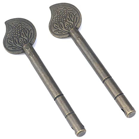 Crapyt Lot de 2 loquets de verrouillage de porte style chinois antique bronze pour meubles - 8,6 cm - 2 goupilles de verrouillage décoratives pour porte/armoire