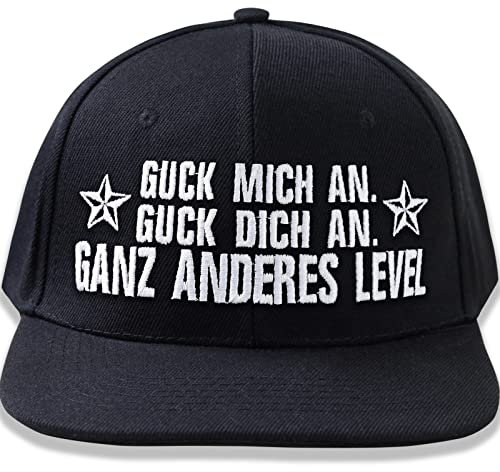 EXPRESS-STICKEREI Verstellbare Urban Basecap - Lustige Kappe mit Spruch Guck Mich an, guck Dich an, ganz anderes Level Schildkappe - Baseball Kappe - Snapback Kappe - Einheitsgröße