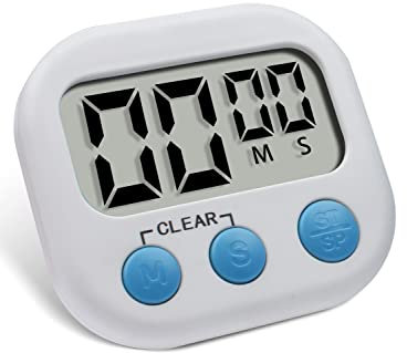 Temporizador Cocina con Pantalla LCD Grande y Alarma Fuerte, Pitasha Temporizador Digital con Magnético/Soporte de Apoyo/Colgar, Temporizadores Electrónicos para Estudiar, Trabajar, Cocina (Blanco)