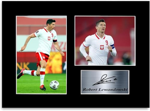 Generic Robert Lewandowski Poland Player A4 Printed Signed Autogramm Photo Display Mount Gift