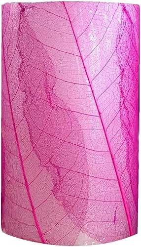 Flammenlose Echtwachskerze Made by Nature, beklebt mit echten Blättern, versch.Farben wählbar (lila)