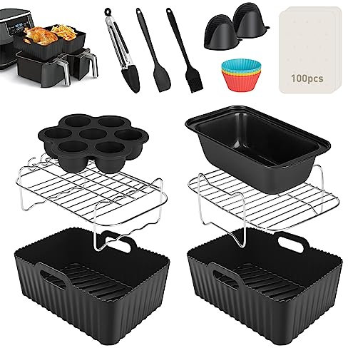 Ninja Heißluftfritteuse Zubehör, 13PCS Airfryer Zubehör für Ninja AF400EU AF300EU Cookwise Usw 7.6L-9.5L Dual Zone Heißluftfritteuse, BPA-Frei