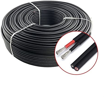 MyncbD electric cable 2 Core Solar Cable 14/12/10/8 AWG Twin Wire PV Cable Red And Black Insulation Tinned Copper Wire 20m (Size : 20m, Color : 12 AWG - 4mm²)