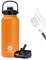 FJbottle Trinkflasche Edelstahl mit Strohhalm 950ML/1200ML - 2xDeckeln BPA-Frei Wasserflasche Auslaufsicher- Sport Fahrrad Thermo Flasche Thermoskanne für Sprudel, Schule, Fitness