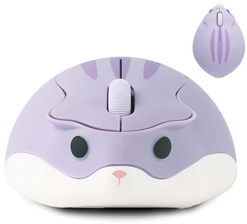 Civetes Kabellose Maus, Niedliche in Hamsterform,1200 DPI Rauscharme Optische mit 2,4 G USB-Empfänger, Leise Kabellose Tragbare Maus,Geeignet für PC/Mac/Laptop,Geschenk für Kinder und Mädchen (lila)
