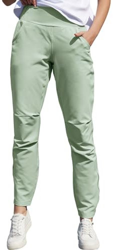 Boyzn Damen Elastische High Waisted Lounge Hose, UPF 50+ Sonnenschutzhose, Leichte Athletic Hose Light Green-L