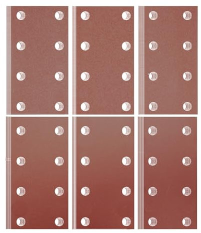 Senmai Tools Feuilles abrasives 93 x 185 mm, 8 trous, grain 40 60 80 120 180 240, papier de verre carré auto-agrippant à 8 trous Accessoires Ponceuse excentrique（Lot de 60）
