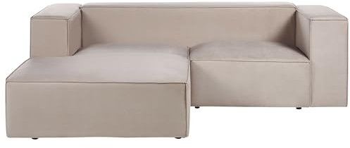 2-Sitzer Ecksofa L-förmig Samt beige Taupe Chaiselongue rechts Armlehnen Vernon