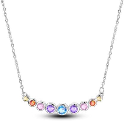 NARMO Bunte Cubic Zirkonia zierliche Halskette für Frauen und Mädchen mit Blase Lächeln Design
