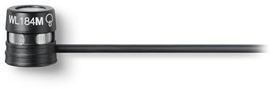 Shure WL184MB/S-TQG LAVALIER MICROPHONE, SUPERCARD, BLACK 1 cm Condenser Lavalier, Black, Supercardioid, TA4F Termination Pouch, Tie Clip, Snap-Fit Windscreen