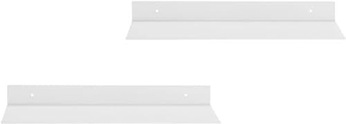YUET 2 Pezzi Mensole da Muro, 40cm Bianche in Alluminio, Montaggio a Parete,Mensola da Parete, per Bagno da Parete, Cameretta, Cucina, Salotto, Bianco