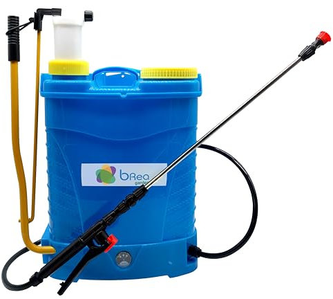 BREA - Pulverizador de Mochila a Presión de Lanza INOX con Batería Recargable, Tanque 16L.