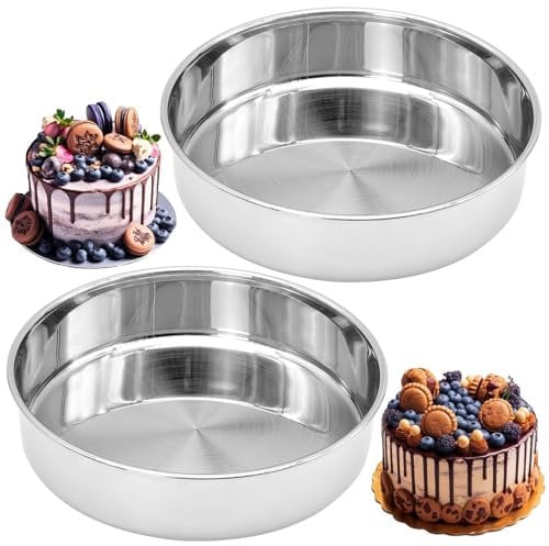 2 Stück Backform 16 cm Rund, Edelstahl Kuchenform Rund Backblech Klein, Perfekt für Kuchen/Brownie/Lasagne