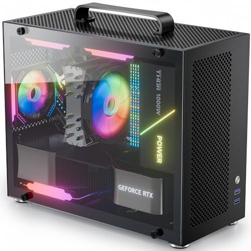 Micro ATX Case, MATX PC Case for ITX MATX Motherboard, 2X 120mm ARGB Fans Preinstalled, Tempered Glass, Magnetic Dust Filters, Fully Ventilated Airflow, Mini PC Case with USB3.0