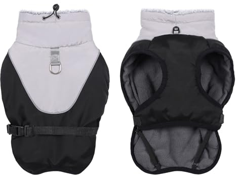 Savlot Warmer Hundemantel - Reflektierende Winterjacke Mit Verstellbarer Schnalle, Fleeceweste Mit D-Ring, Wasserfeste Schneejacke für Kleine, Mittelgroße und Große Hunde