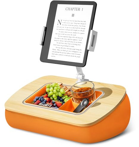ERGONOV Lap Beanbag Tablet Pillow Stand, Adjustable Angles, Fits 4.7-12.9 inch Tablets/Phones, Soft Bean Bag Holder for Lap, Sofa(Orange) (Vibrant orange)