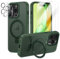 Petocase for iPhone 13 Pro Max Case,with Magnetic Invisible Stand [Military Drop Protection] [Compatible with MagSafe] Shockproof Slim Translucent Anti-Slip with 2 Screen Protector,Green