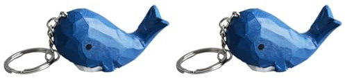 SAFIGLE 2 Stück Holz Wal Schlüsselanhänger - Kreativer Blauer Wal Anhänger Für Autoschlüssel, Handtaschen Und Rucksäcke, Einzigartige Dekoration Und Geschenkidee