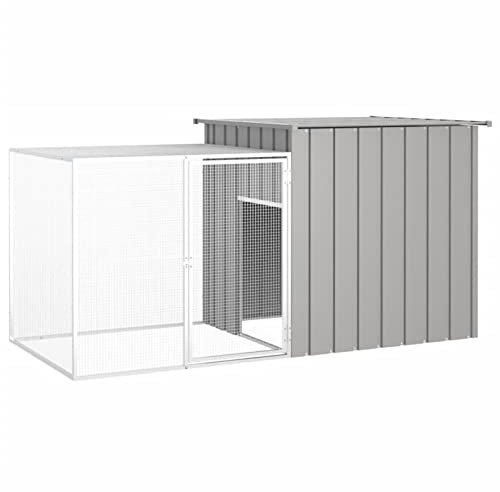 Tidyard Kaninchenstall Kleintierstall Hasenvilla Kleintierhaus Freilaufgehege Hasenstall Kaninchen Freigehege Kaninchenkäfig Hasenkäfig Grau 200x91x100 cm Verzinkter Stahl