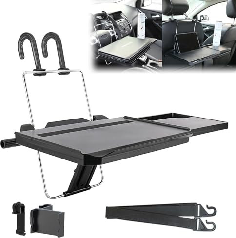 GQMYCDM Mesa Coche, Bandeja para Volante de Coche 2 en 1/Bandeja para Reposacabezas de Asiento Trasero, con Soporte para Teléfono, Mesa de Comida para Soporte para Computadora Portátil de Coche