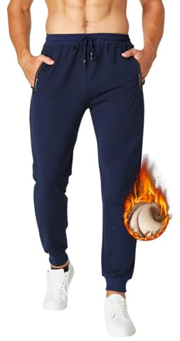 ZOXOZ Mens Fleece Sherpa Lined Joggers Winter Warm Thermal Trousers Tracksuit Bottoms Men with Pockets