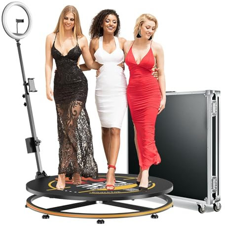 MWE 360 Photo Booth Machine with Flightcase, Logo Customisation, Software Remote Control, Automatic 360 Spin, for 3-4 People to Stand on, Suitable for Parties, Weddings, Rentals (31.5)