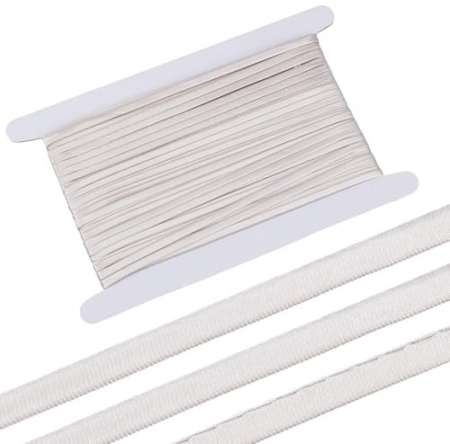 BENECREAT 10m/10.94 Yards Beige Satin Corset Strap, 5mm Wide Corset Back Lace-up Straps Adjustable Wedding Corset Satin Ribbon for Garment Accessories