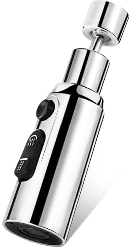 3 Function Kitchen Tap Spray Head Attachment, 360° Swivel Tap Adapter for Kitchen Sink Tap Attachment Faucet Adapter Metal Taps Sprayer Attachments
