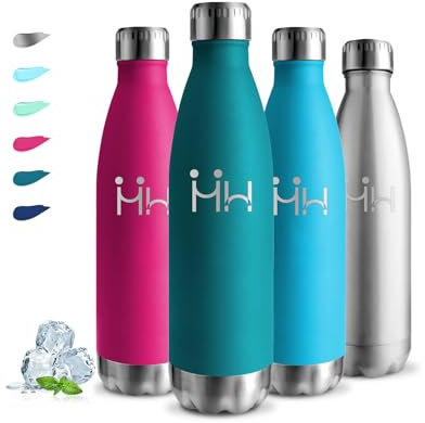 Borraccia Termica, Borraccia 750 ml, Senza BPA, Borraccia Acciaio Inox, Senza Perdite, Borracce Termiche, Mantiene Caldo per 12 Ore/Freddo 24 Ore, Borraccia Metallo per Scuole, Fitness, Campeggio