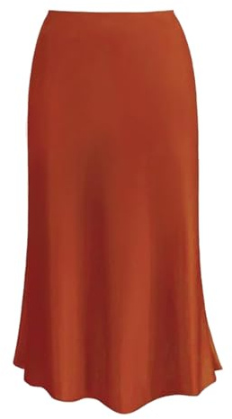 Jupe taille haute pour femme - Robe en satin solide - Fermeture éclair - Élégante prise Rock Power, Orange, S