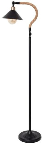 monkey ladder Cabo - pie salon negro, 1 puerto E27, cuerda de cañamo, medidas 150x26x40 cm, ideal para decoración y ambientación
