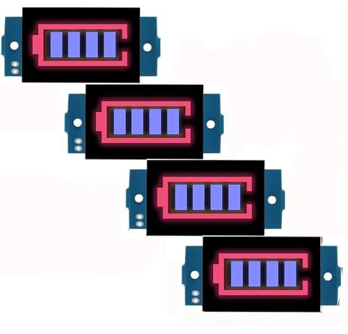RUNCCI-YUN 4PCS 1S 1 Series Lithium Battery Capacity Indicator Module Ni-MH 3.7V 4 Sections Blue LED Display Electric Vehicle Battery Power Tester Li-po Li-ion