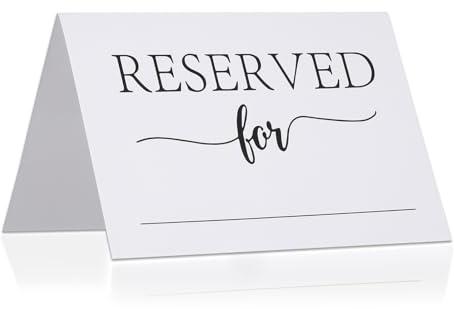 Lot de 20 panneaux de table réservés - 10,2 x 15,2 cm - Double face - Blanc - Avec ligne de nom - Cartes de place pliées pour réservations de sièges, restaurant, réception de mariage, réunion