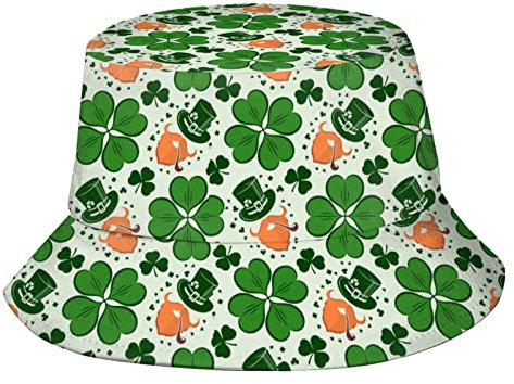 feiyuzhang Fischerhut mit grünem Kleeblatt, für Sommer, Reisen, Strand, Mode, Sonnenkappe, Outdoor, Fischerhut für Damen und Herren, St. Patrick's Day Y3, Einheitsgröße