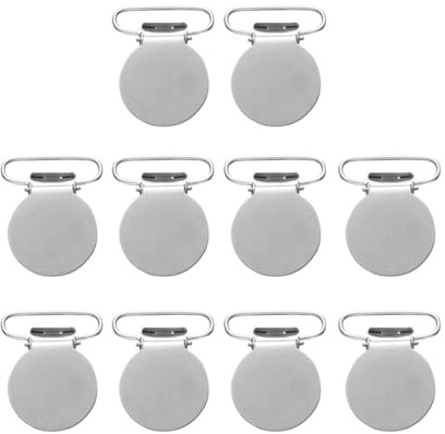 Metall Hosenträgerclips Silber aus Eisen, Runde, 10 Stück | Modische Form mit Feiner Verarbeitung, sehr Glatte Oberfläche, für Kreative Näharbeiten und Halterungen