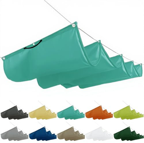 Protection solaire pour jardin d'hiver, 0,6 x 9 m, système de rails d'ombrage pour pergola, avec œillets et corde, pour jardin, terrasse, gris clair, bleu ciel