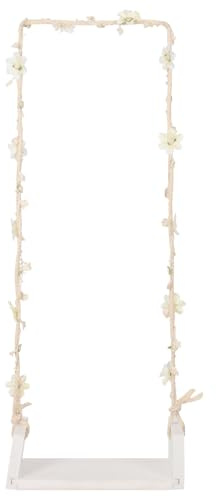 Hoement Holz Babyschaukel Fotoshooting Requisite mit Blumenakzenten Minimalistisches Design Vielseitig für Neugeborenen Fotografie und Stilvolle Wohnraumdekoration Weißes Swing Prop für