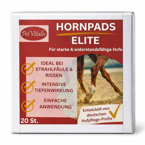 Hornpads Elite – Horn-Pads/Hufpflege Pads für Pferde – Premium Hufpflege bei Strahlfäule / Huffäule, Rissen & Spalten – Hufpads zur Anwendung im Strahl- und Hufbereich (Hufstrahl) (20 Hufpads)