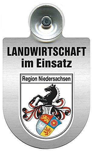 Einsatzschild für Windschutzscheibe incl. Saugnapf - Landwirtschaft im Einsatz - Wappen nach Wahl - 309460 Farbe Region Niedersachsen