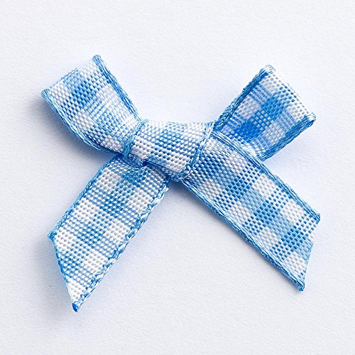 Italian Options Lot de 100 nœuds en ruban à carreaux vichy Bleu 3 cm