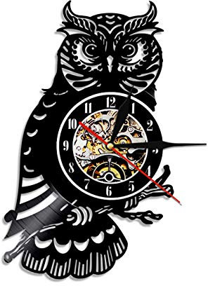 YUN Clock Wanduhr Aus Vinyl Schallplattenuhr Upcycling LED Familien Dekoration 3D Design-Uhr Wohnzimmer Schlafzimmer Restaurant Wand-Deko Schwarz : 30cm (M)