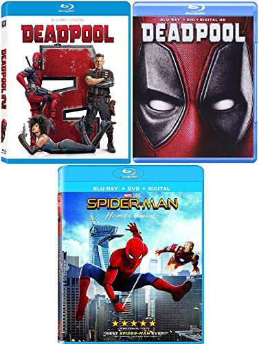 Spider Dead Marvel pool Triple Super Hero Movies Deadpool with Gag Reel (Blu-Ray) Part 2 + Homecoming Spider-Man Movie 3 Pack Comic