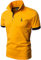 GHYUGR Men's Short Sleeve Polo Shirts Giraffe Contrasting Colors Golf Tennis T-Shirt,Yellow,L