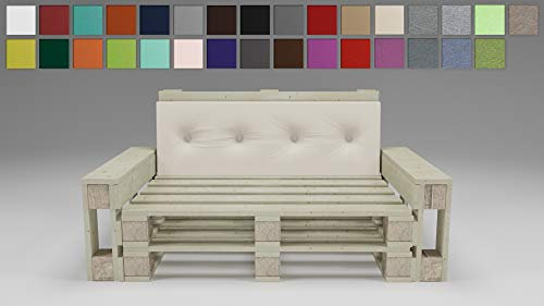 Rollmayer Palettenkissen mit Steppung Auflage für Europaletten Indoor und Outdoor Palettenpolster Kollektion Vivid (Ecru 2, Rückenkissen, 120x40x8cm)