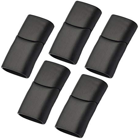 Sharplace 5-Pack Stainless Steel Micro Jewelry Making Clasp Buckle Closures Flat Leather Cord DIY, Black M