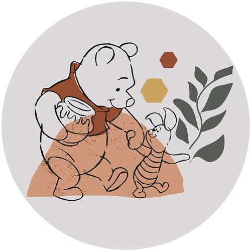 Disney Komar DOT runde und selbstklebende Vlies Fototapete von Disney - Winnie Pooh Soulmate - Ø Durchmesser 125 cm - Babyzimmer, Kindertapete, Kinderzimmer, Wandtattoo - DD1-036