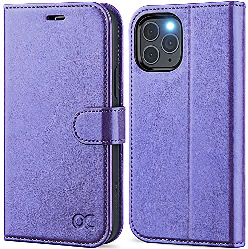 OCASE for iPhone 12/12 Pro Case, PU Leather Wallet, Magnetic Flip Folio Cover with RFID Blocking, Card Holders, Shockproof TPU, and Kickstand for 6.1 Inch iPhone 12/12 Pro, Purple