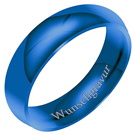 Everstone Paar Ringe Eheringe, Titane Ring Herren/Damen Hochzeit, Verlobung, Alltag, Freundschaftsring, Männer Damen Partnerringe Eheringe, Größe 46 bis 77 Farbe blau 6MM 4MM & 3MM